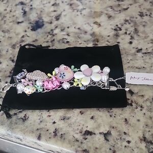 Betsey Johnson Kids Multicolor Floral Charm Bracelet - Pink, White & Yellow